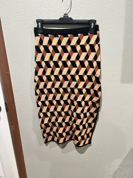 House of Harlow 1960 Dresses & Skirts - House of Harlow 1960 Geometric Pencil Skirt in Black, Cream & Brown Side Slit XS
